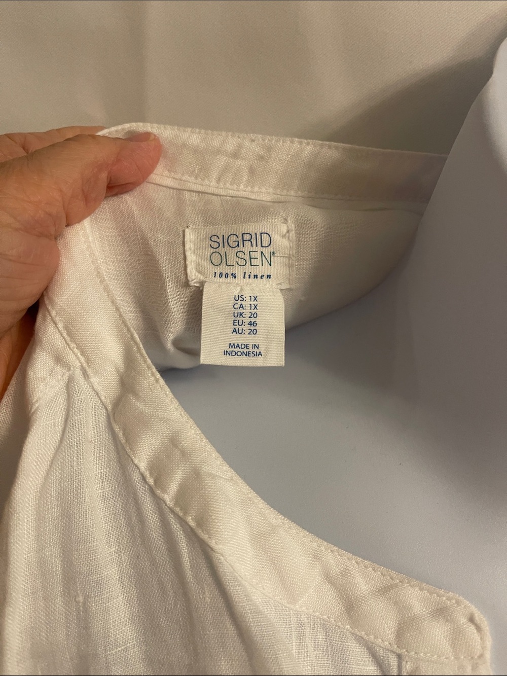 Sigrid Olsen White Linen Button-Front Tunic Blouse 1X - Picture 2 of 11